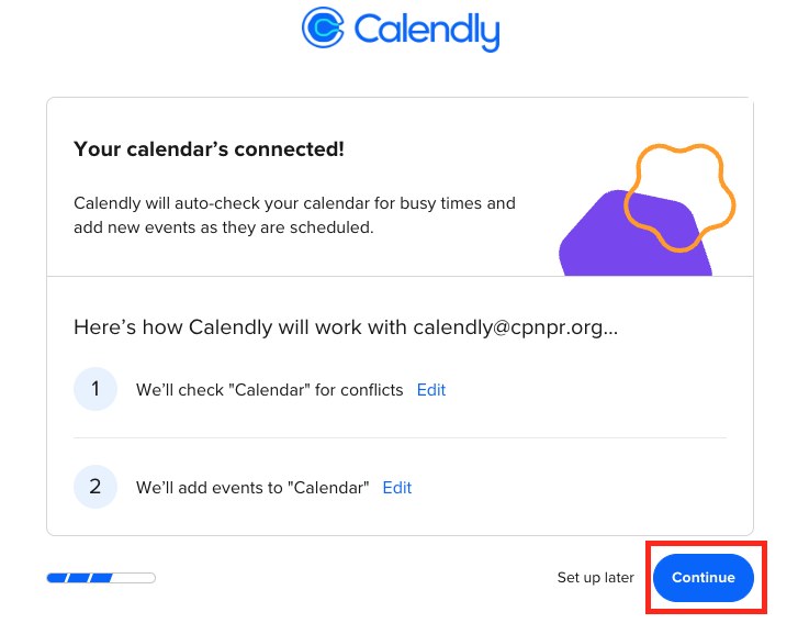 Pantalla que confirma el calendario conectado