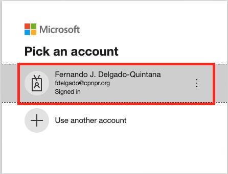 Pantalla de Microsoft para escoger la cuenta